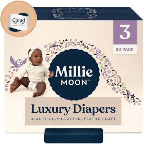 Millie~Moon Luxury Diapers ~ (Size-3-80) White Pack