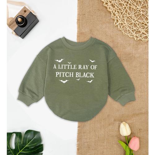 A Little Ray Of Pitch Black Romper, Funny Baby Quote Pullover, Spooky Halloween Romper, Gothic Toddler Gift, Dark Humor Kids Bodysuit