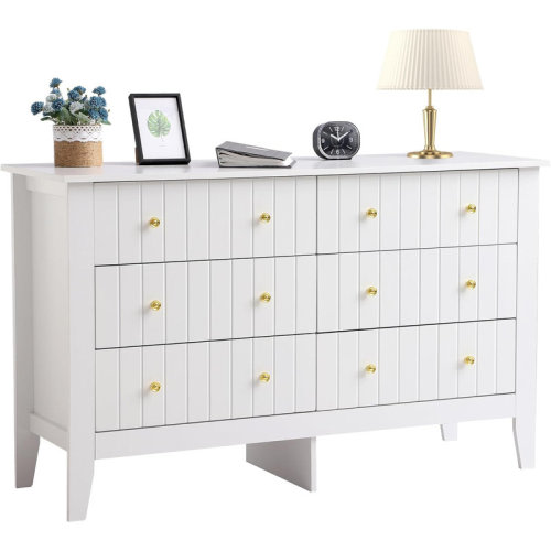 Mercer41 6 Drawer Double White Dresser for Bedroom,Modern Chest of Drawers with Metal Handle and Deep Drawers | Wayfair