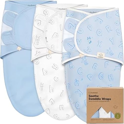 KeaBabies 3-Pack Baby Swaddle Sleep Sack 0-3 Months - 100% Cotton Swaddles for Newborns, Infant, Soft & Breathable Newborn Sleep Sack, Easy To Use Baby Nursery Swaddling Blanket (Abc Land Cloud)