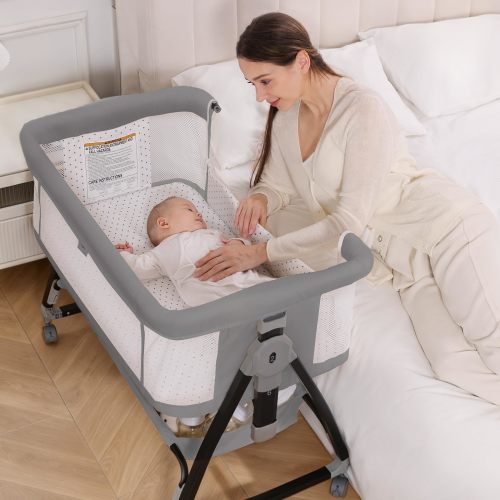 Amazon.com: Mudite Baby Bassinet, 3-in-1 Bedside Bassinets for Baby, Bassinet Bedside Sleeper with Wheels, Baby Bassinet Bedside Crib with Breathable Mesh, Mosquito Net, 6 Height Adjustable, Large Storage Basket