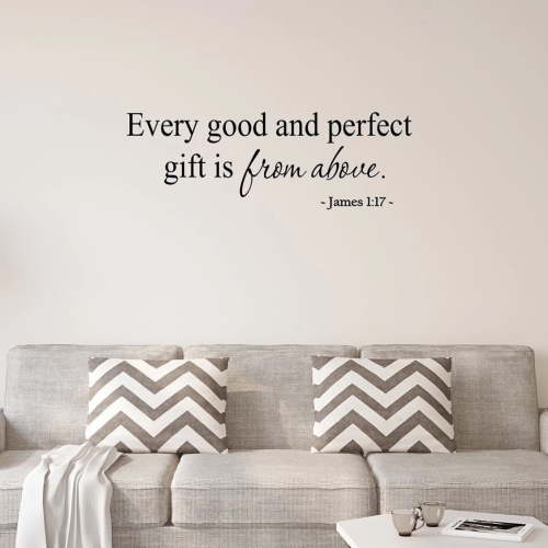 VWAQ Every Good and Perfect Gift is From Above Nursery Wall Art Babys Room Decals Bible Sayings - 193