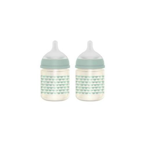 Suavinex Bonhomia SX PRO Glass Anti-Colic Baby Bottles with Slow Flow - 4 fl oz/2pk - Mint Green