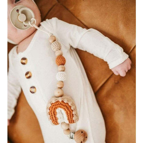 Crochet Rainbow Pacifier Clip