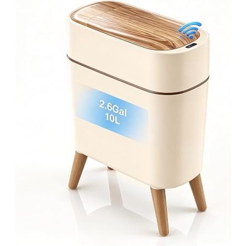 Pukomc Bathroom Trash Can with Lid,2.6 Gallon /10L Motion Sensor Trash Can