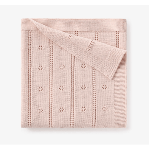 Elegant Baby Pointelle Knit Blanket, Pale Pink
