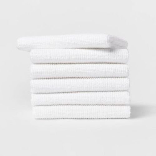 6pk Cotton Dishcloths White - Room Essentials™: Kitchen & Cleaning Towels, Machine Washable, Terry Construction