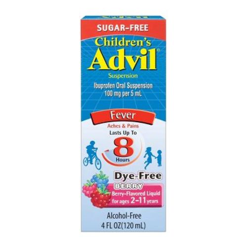Advil Children's Dye-Free/Sugar-Free Liquid Fever Reducer/Pain Reliever 100 mg - Ibuprofen (NSAID) - Berry - 4 fl oz