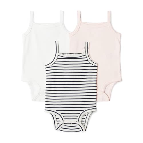 Amazon Essentials Baby Girls' Cotton Sleeveless Bodysuits, Baby Clothes, Pack of 3