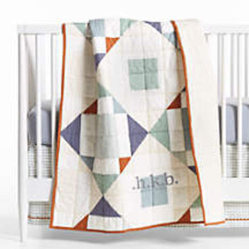 Heritage Blue 100% Organic Cotton Baby Crib Quilt