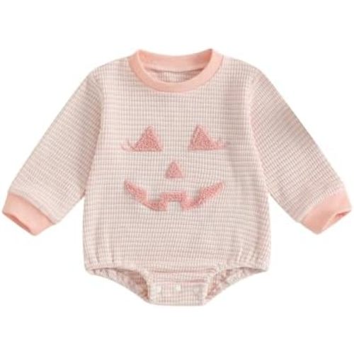 Halloween Baby Girl Boy Clothes Pumpkin Print Sweatshirt Romper Infant Long Sleeve One Piece Romper Fall Outfits
