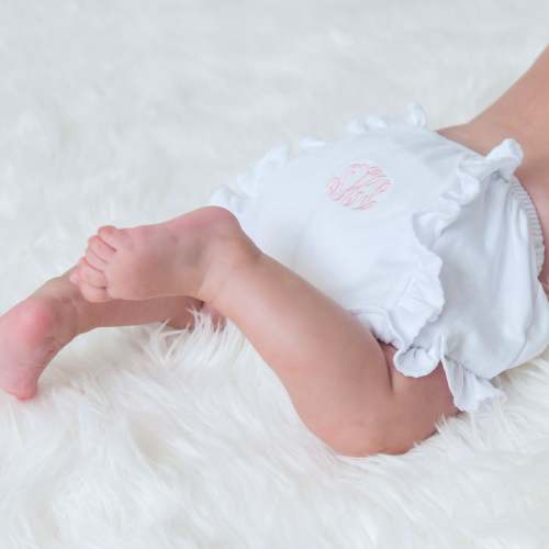 Magnolia Baby Girl Essentials Monogram Diaper Cover with White Trim