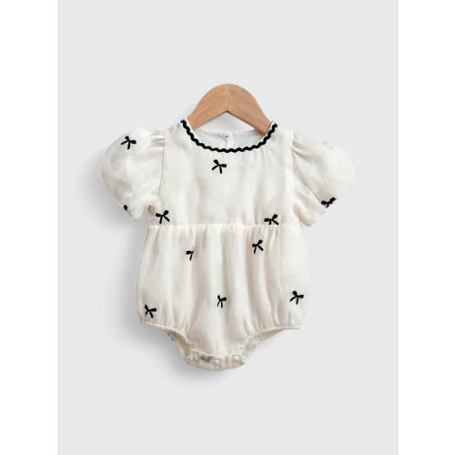 Baby Girl Bow Puff Sleeve Romper