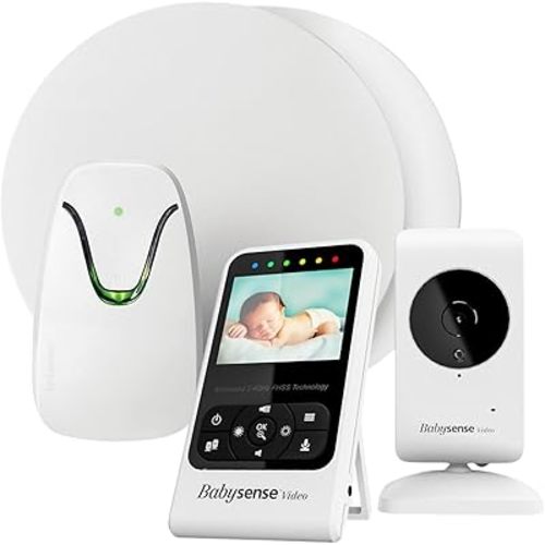 Babysense Video & Breathing Movement Monitor - Video Baby Monitor with Breathing Motion Detection & Alerts Bundle Pack - Video Monitor V24R with Babysense 7 Under-The-Mattress Sleep Monitor