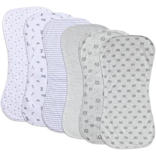 6 Pack Cotton Baby Burp Cloths Extra Absorbent Soft for Baby Boys and Girls
