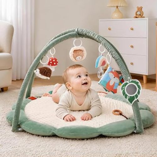 SULIFEEL Plush Baby Play Gym, Extra Thick Activity Mat with Sensory Toys