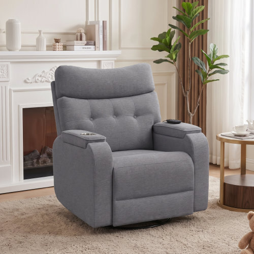 Latitude Run® Modern Chenille Swivel And Rocker Power Recliner Chair With Timing And Type-C Port & Reviews | Wayfair