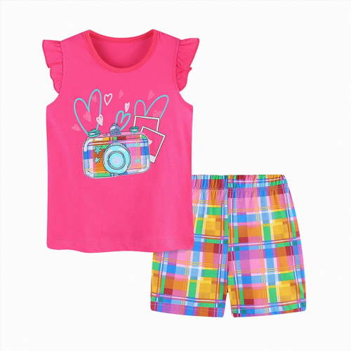 Yindaity Toddler Girls Dresses Outfits 1T 2T 3T 4T 5T 6T Toddler Girls Summer Clothes 5T Girls Sunflower Fly Sleeve T-shirt Denim Shorts 2PCs Set Dailywear(Watermelon Red,6-7 Years)