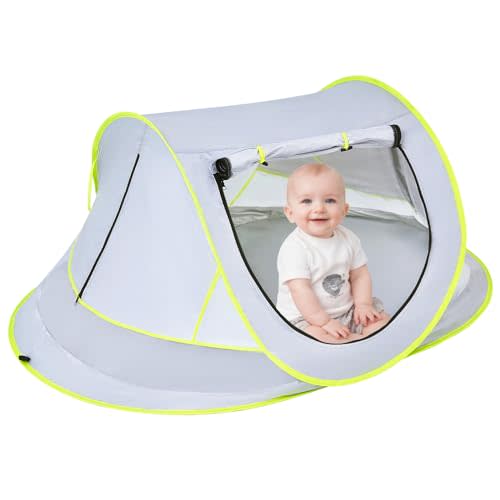 Mengersi Baby Beach Tent,Large Pop Up Beach Shade Sun Shelter for Girls Boys,Pop Up Mosquito Net Travel Tent Or Indoor Play Tent for Kids,UPF 50+ UV