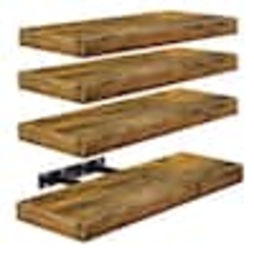 Sorbus Set of 4 Floating Shelves, Wall Mounted for Home Decor, 16.25 in. W x 5.5 in. D Walnut Wood Decorative Wall Shelf WD-NTSHLV4-BRW