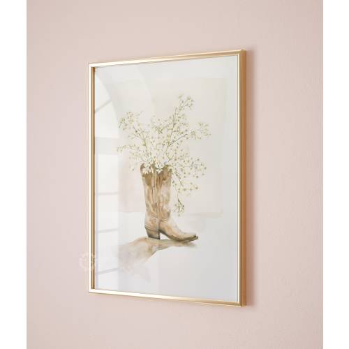 Cowgirl Boot Floral Print: Coastal Western Wall Art (UNFRAMED)