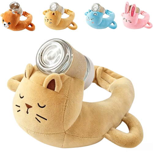 Bottle Holder Pillow Plush for Self Feeding, Hands Free Feeding Nursing Assistant, Ergonomic Support Cushion, Machine Washable