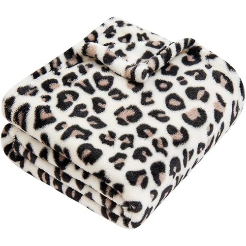 Yurhap Leopard Print Baby Blanket Fleece Baby Blankets for Boys Girls, Ultra Soft Cozy Fluffy Infant Toddler Newborn Receiving Blankets for Crib Stroller, 30"x40", Cream