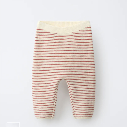 STRIPED KNIT PANTS - Ecru / Red | ZARA United States