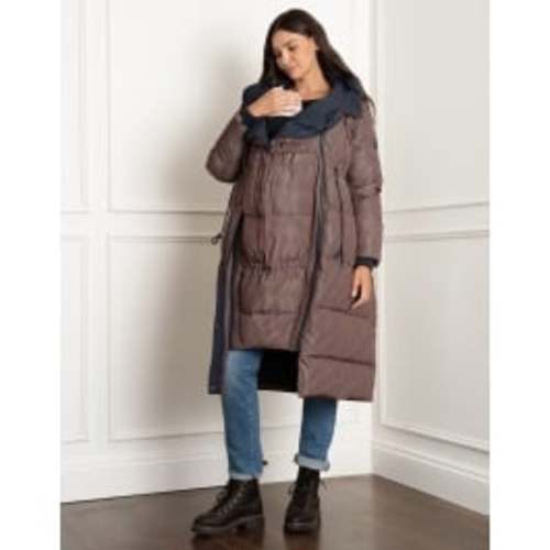Keeri | Houndstooth Puffer Maternity Coat