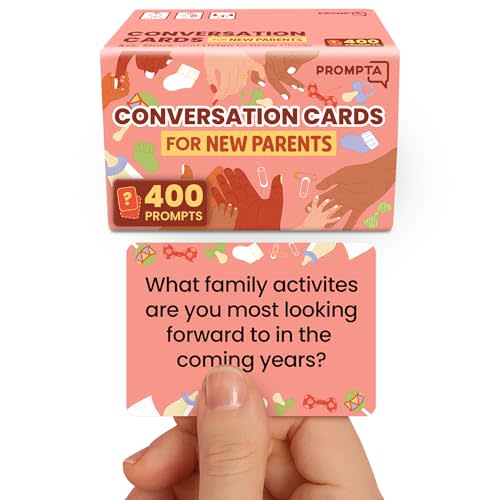 400 Conversation Cards for New Parents – Fun Questions to Connect and Talk About Parenting Essentials – Gift for First-Time Mom & Dad – 2.5" x 1.75" Sized Cards – Expecting Couples