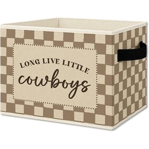 Western Cowboy Nursery Cube Storage Bins with Handles, Long Live Little Cowboys Boys Collapsible Fabric Storage Basket Boxes Toys Books Clothes Organizer for Kids Boy Nursery Bedroom Bathroom