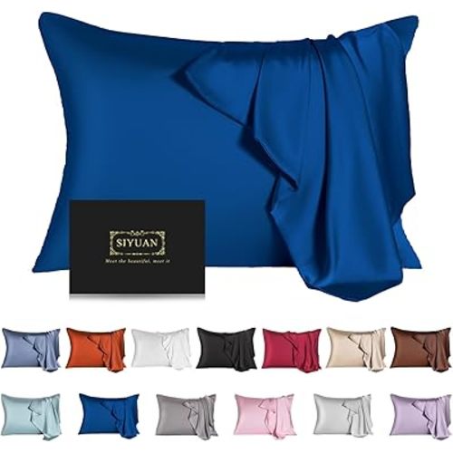 Mulberry Silk Pillowcase for Hair and Skin,Cooling Silk Pillow Case with Hidden Zipper,Allergen Proof Dual Sides Soft Breathable Smooth Silk Pillow Cover for Women. (Gem Blue, Standard(20"x26"))