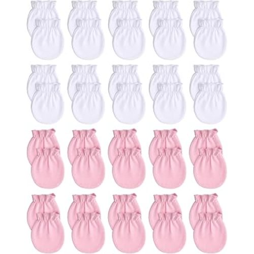 Syhood 20 Pairs Newborn Baby No Scratch Mittens Boy Girl Infant Toddler Unisex Elastic Cotton Wrist Gloves Set for 0-6 Months