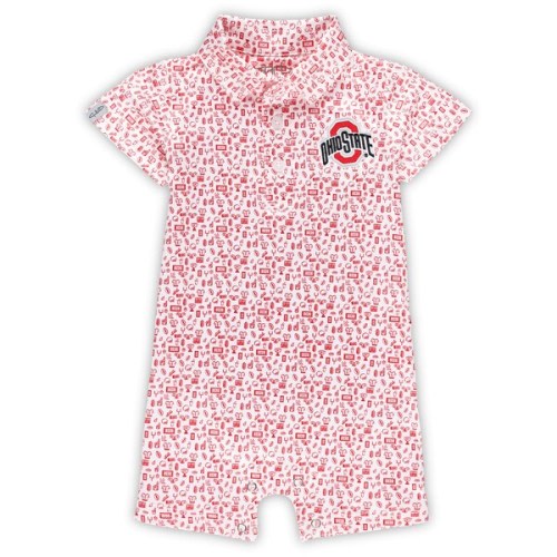Ohio State Buckeyes Garb Infant Crew All-Over Print Polo Bodysuit - White