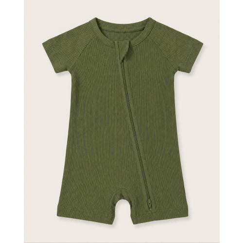 Moss Ribbed Bamboo Shorty Zippy