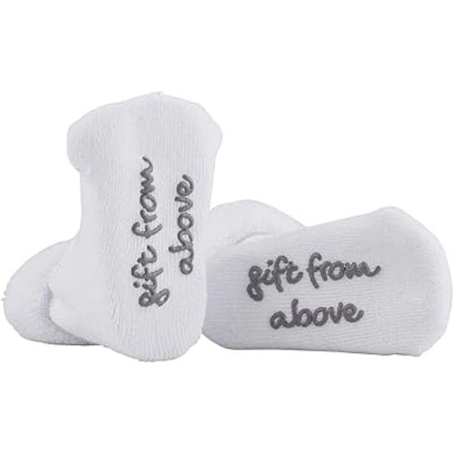 Stephan Baby Non-Skid White Socks with Inspirational Phrases, Gift from Above, Fits 3-12 Months