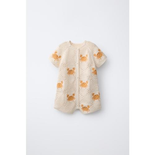 CRAB PRINT KNIT SHORT JUMPSUIT - Ecru | ZARA United States