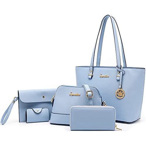 Soperwillton Handbags and Purses for Women Shoulder Tote Bags Top Handle Satchel Purse Set 5pcs