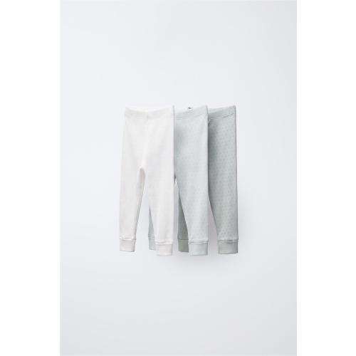 Three-Pack Pointelle Leggings - Sea green (1-3m)
