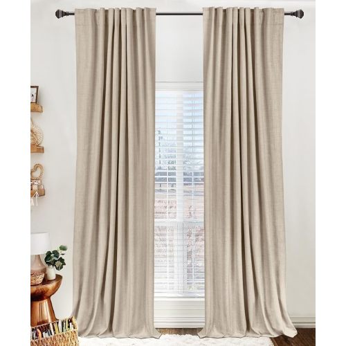 Blackout Curtains for Bedroom 84 Inches Long, Back Tab/Rod Pocket Living Room Drapes, Thermal Insulated Blackout Curtains 2 Panels Set, 50" W x 84" L, Cream