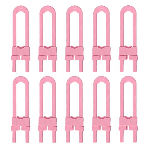 YUEWO 10Pcs Cabinet Child Safety Locks U Shaped Child Safety Latch Kid Proofing Locks Great for Baby Proofing for Both Cabinet Knob and Cabinet Handle (Pink)
