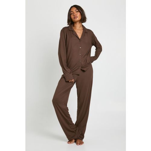 Tall Soft Touch Button Through Shirt and Trouser Pyjama Set
