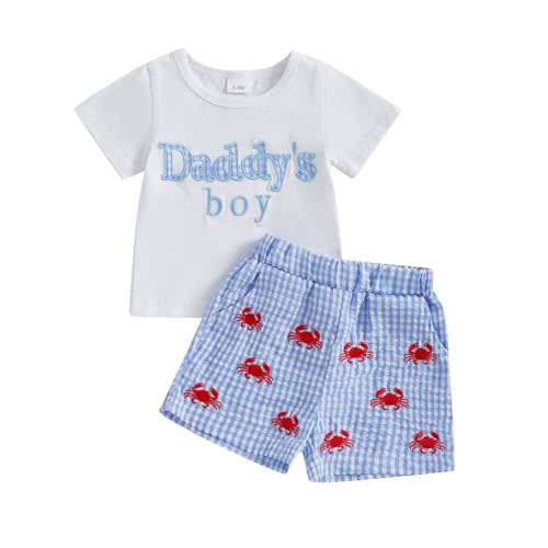 Partclots Toddler Infant Baby Boy Summer Outfit Letter Short Sleeve Elastic Stripes Shorts Brothers T-shirt 2Pcs Set