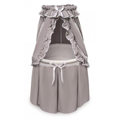 Badger Basket Empress Round Baby Bassinet with Canopy - Gray/White
