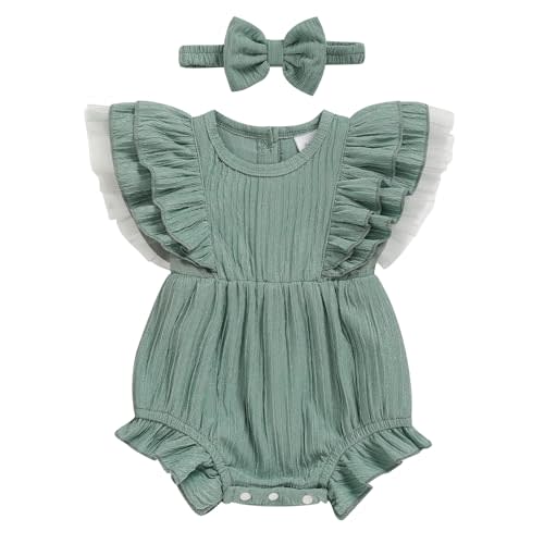 TITKKOP Ruffle Bubble Romper for Baby Girl | One-Piece Shorts Jumpsuit | Summer Outfit & Dress for Infants 0-18M