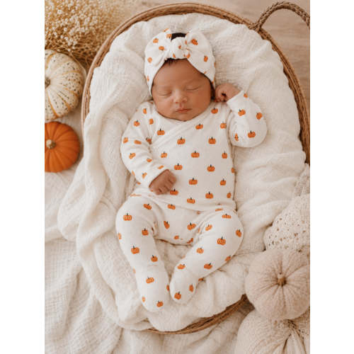 Pumpkin | Organic Cotton Pointelle Baby Clothes Newborn Outfit – SpearmintLOVE