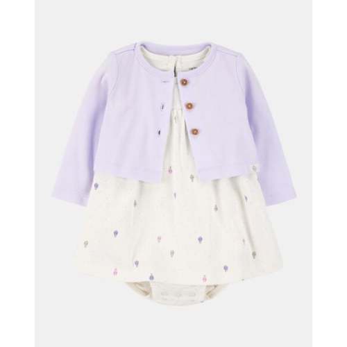 Baby 2-Piece Bodysuit Dress & Cardigan Set - Purple/White | Carter's