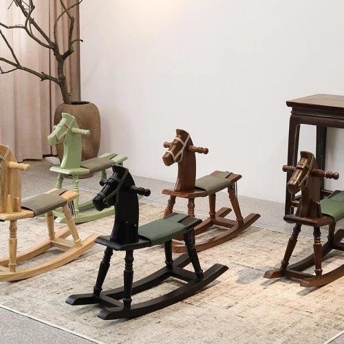Handmade Wooden Rocking Horse Dark Brown