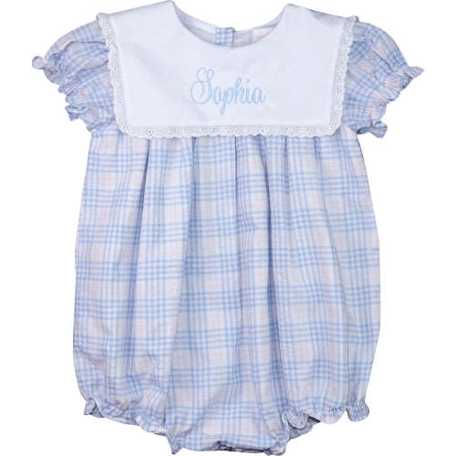 Pink And Blue Plaid Seersucker Bubble