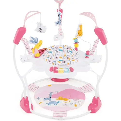 INFANS Baby Activity Center, 3 in 1 Play Center Jumpers and Bouncers with Music, Lights, Interactive Toys, 360°Rotating Seat, 3 Adjustable Heights, Exersaucer Learning Toys for Baby 6-12 Months (Pink)